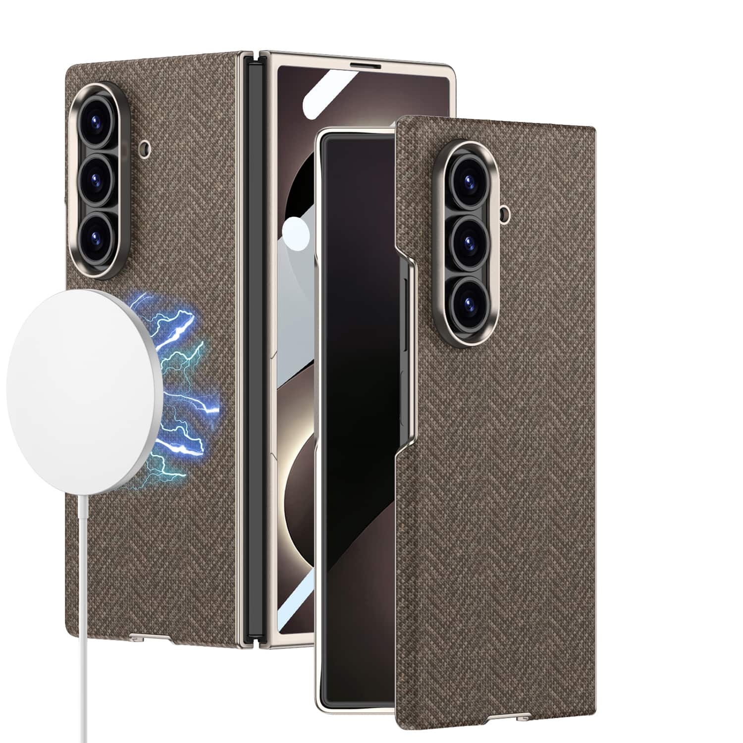 Dteck - Magnetic Slim Case for Samsung Galaxy Z Fold8 Ultra,Built-in Screen Protector,Shock-absorbent PU Leather Back Cover - Brown price history on PriceWatchPro