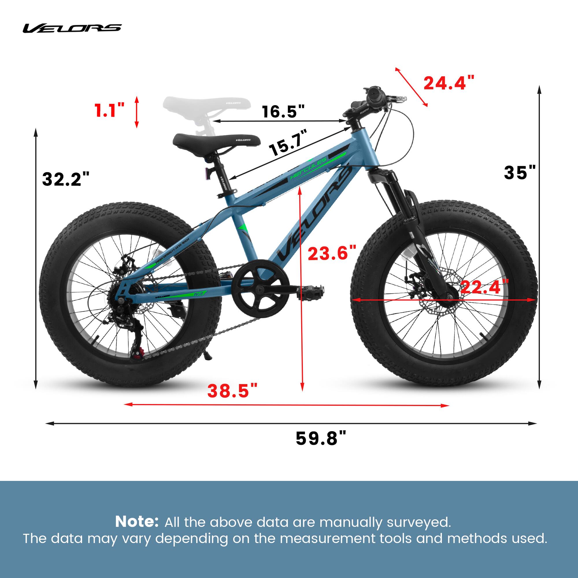 VELORS  
1.1" 32.2" 16.5" 15.7"  
23.6" 24.4" 35" 22.4" 38.5" 59.8"  

Note: All the above data are manually surveyed.  
The data may vary depending on the measurement tools and methods used.