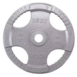Amber Sporting Goods - Body Solid (OPT45) Olympic Quad Grip Weight Plate - Cast Iron Barbell Workout Plates, Suitable for Commercial Gym, 45lbs - Multi