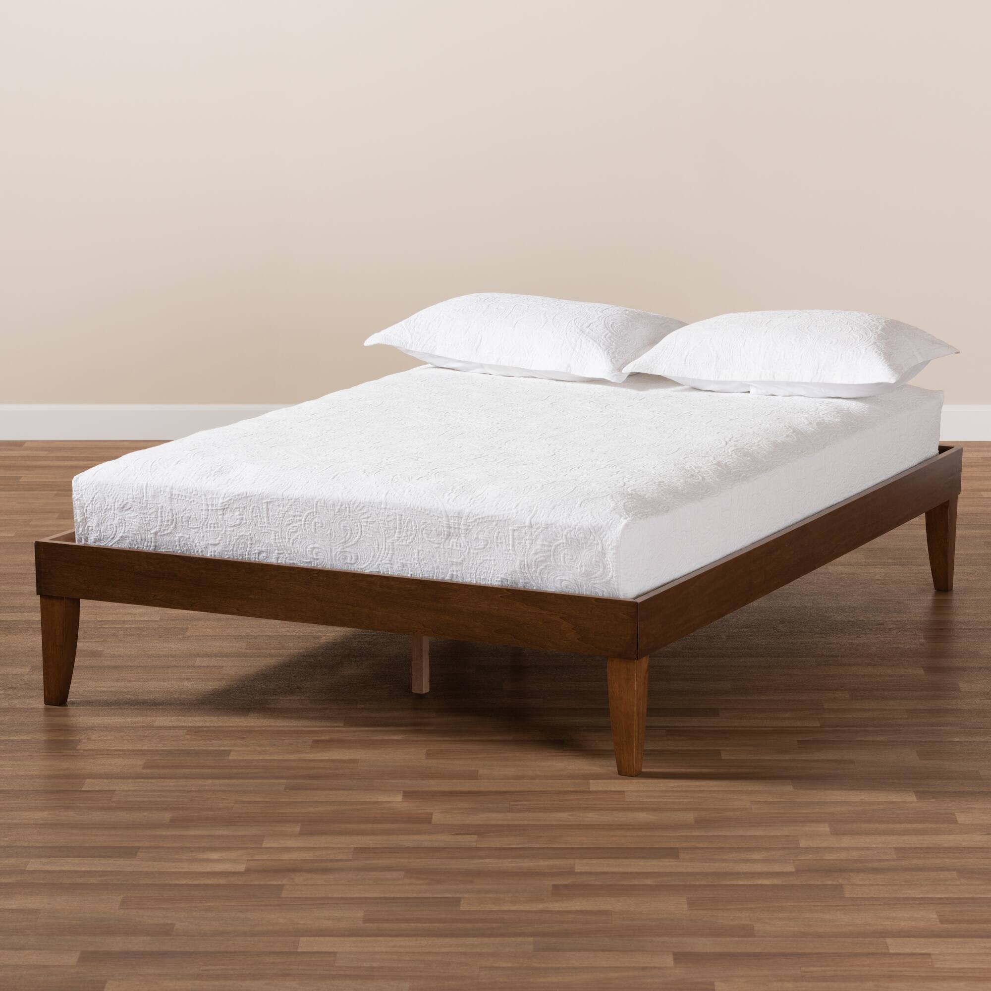 Alt View 2. Baxton Studio - Lucina Mid-Century Modern Walnut Brown Finished Platform Bed Frame - Brown.