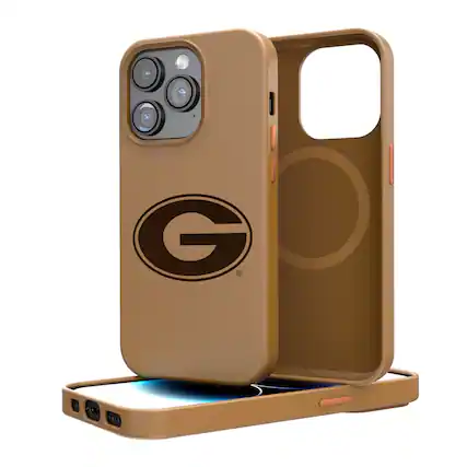 Front. Keyscaper - Brown Georgia Bulldogs Logo iPhone Magnetic Bump Case - 14 Pro Max - Brown.