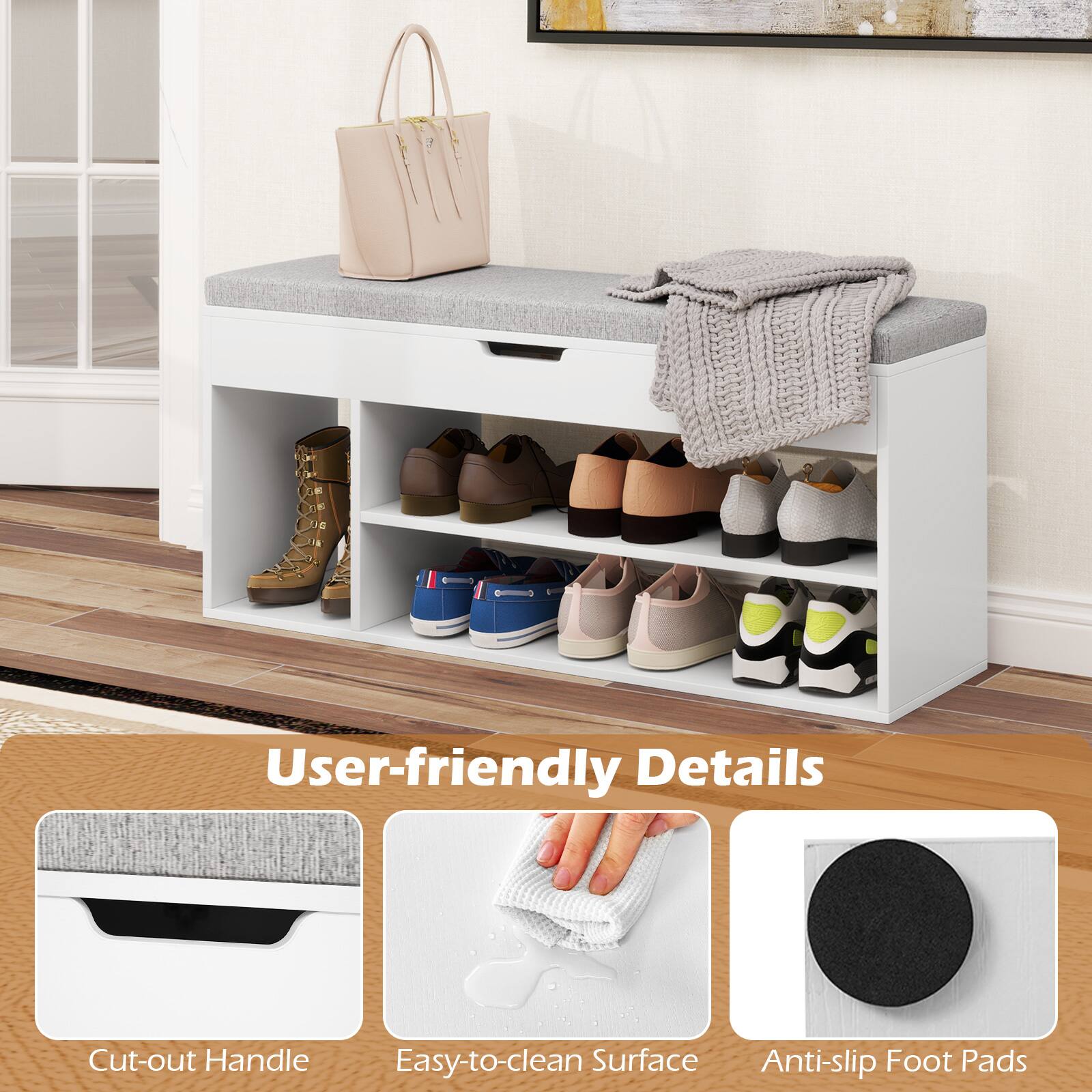 User-friendly Details

- Cut-out Handle
- Easy-to-clean Surface
- Anti-slip Foot Pads