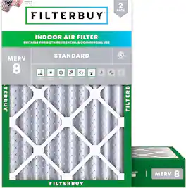 Filterbuy - 16x22x4 MERV 8 Dust & Allergy Defense, Electrostatic Pleated HVAC AC Furnace Air Filters Replacement (2-Pack) - Silver