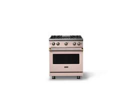 Viking - 30 in. Wide Pro 5 Series 4.0 Cu. Ft. Freestanding Sealed 4 Burner Gas Convection Range - Blush/Brushed Brass - Blush