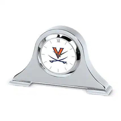 Front. Jardine - Silver Virginia Cavaliers Napoleon Desk Clock - Silver.