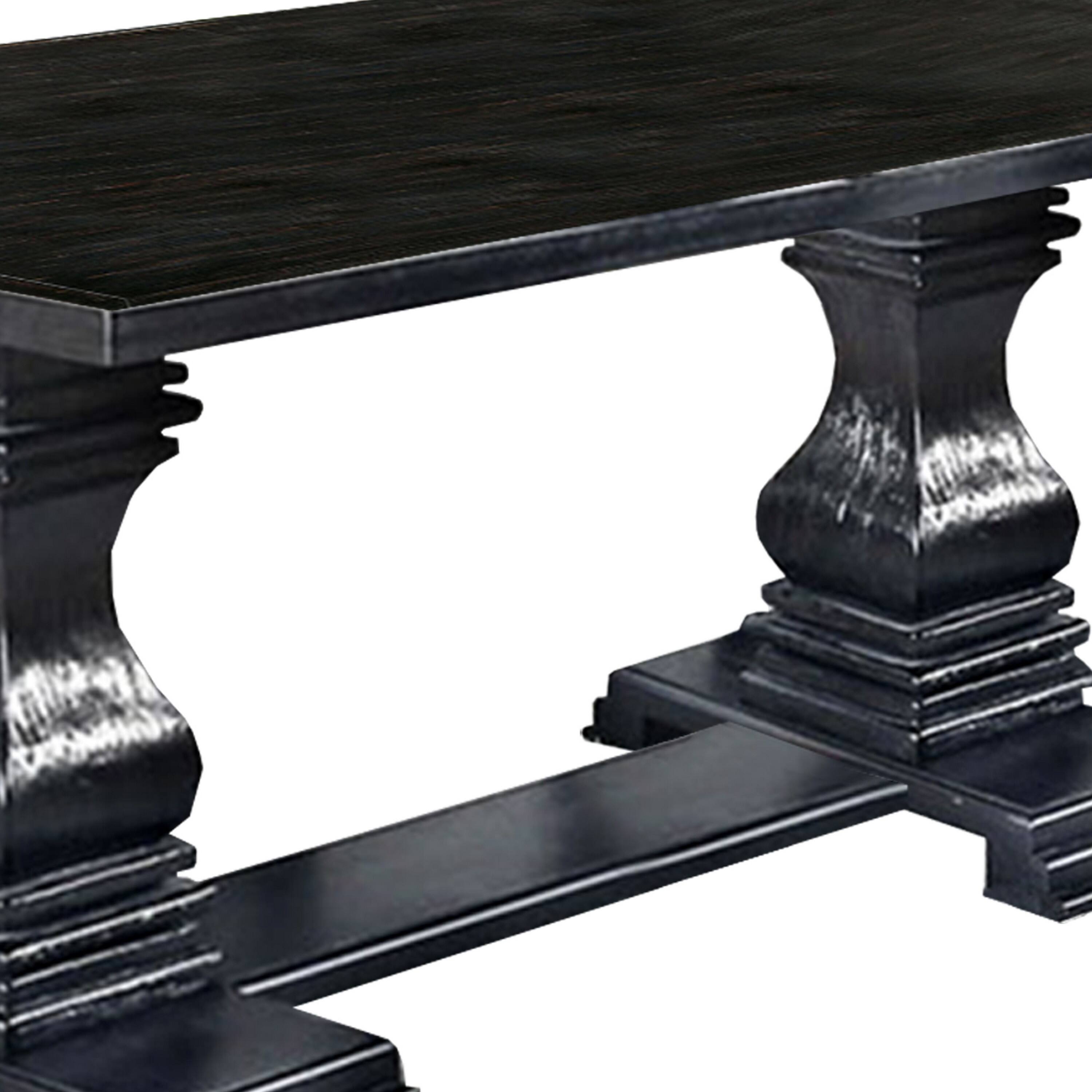 Alt View 3. Manhattan Lane - Transitional Style Dining Table with Trestle Base, Antique Black - Black.