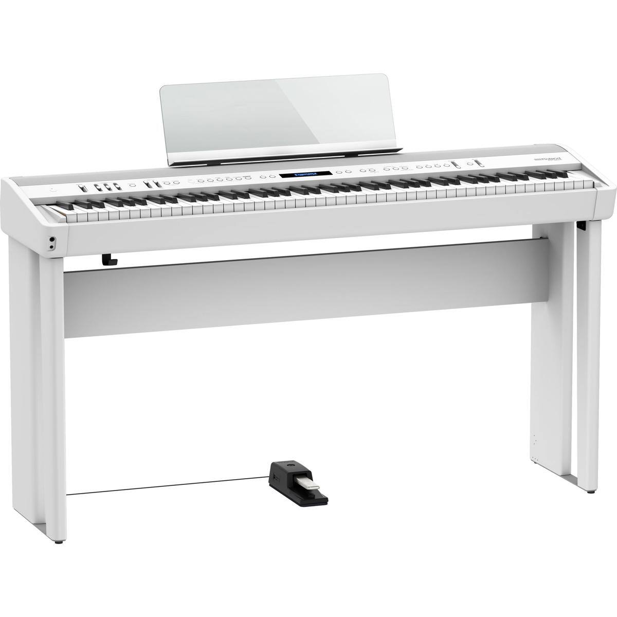 Alt View 9. Roland - Roland FP-90X 88-Key Portable Digital Piano, White Bundle with Stand, Bench, Sustain Pedal, Studio Monitor Headphones.