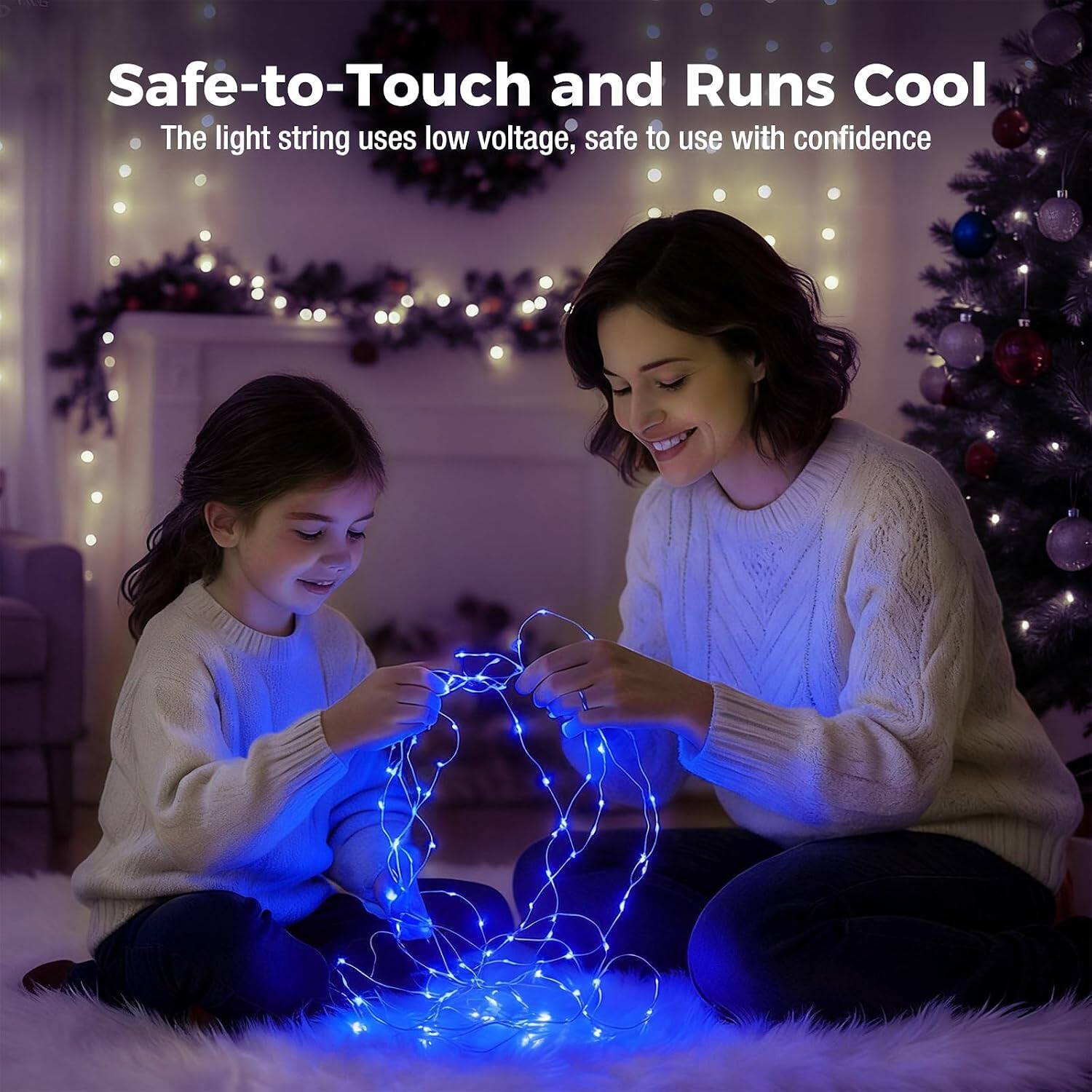 Safe-to-Touch and Runs Cool  
The light string uses low voltage, safe to use with confidence