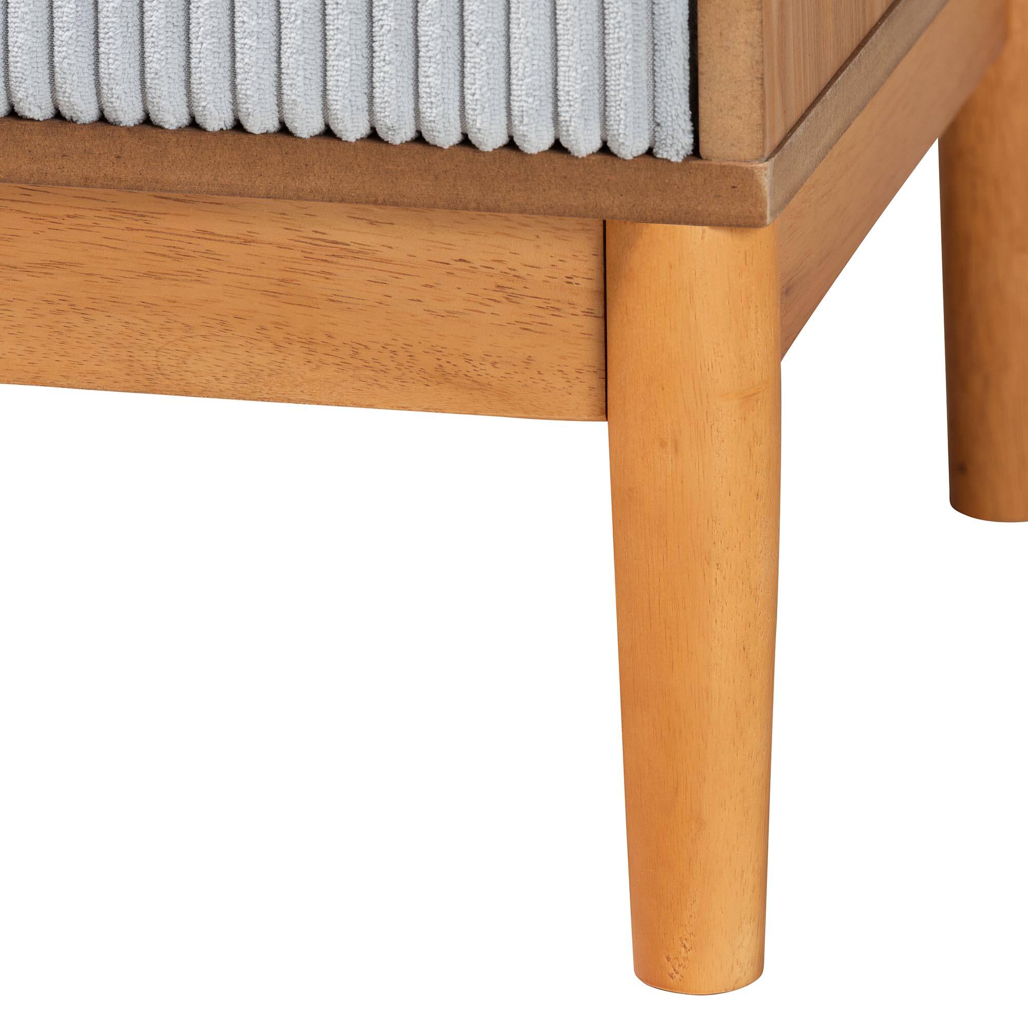 Alt View 2. Baxton Studio - Taylin Mid-Century Wood 2-Drawer Nightstand - Grey/Oak Brown.