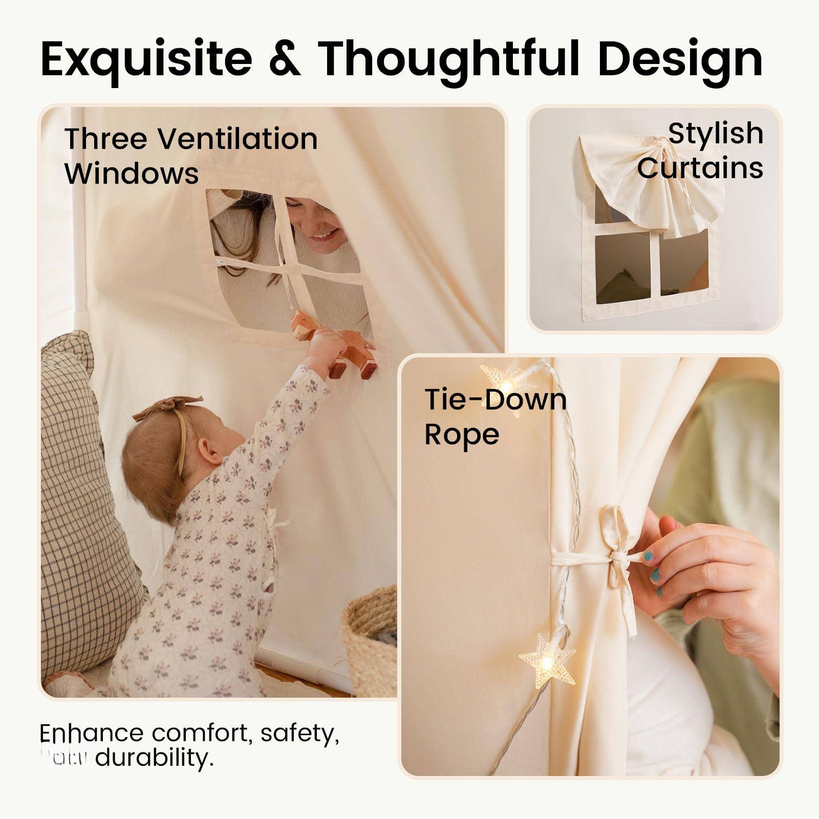 Exquisite & Thoughtful Design

Three Ventilation Windows

Stylish Curtains

Tie-Down Rope

Enhance comfort, safety, and durability.