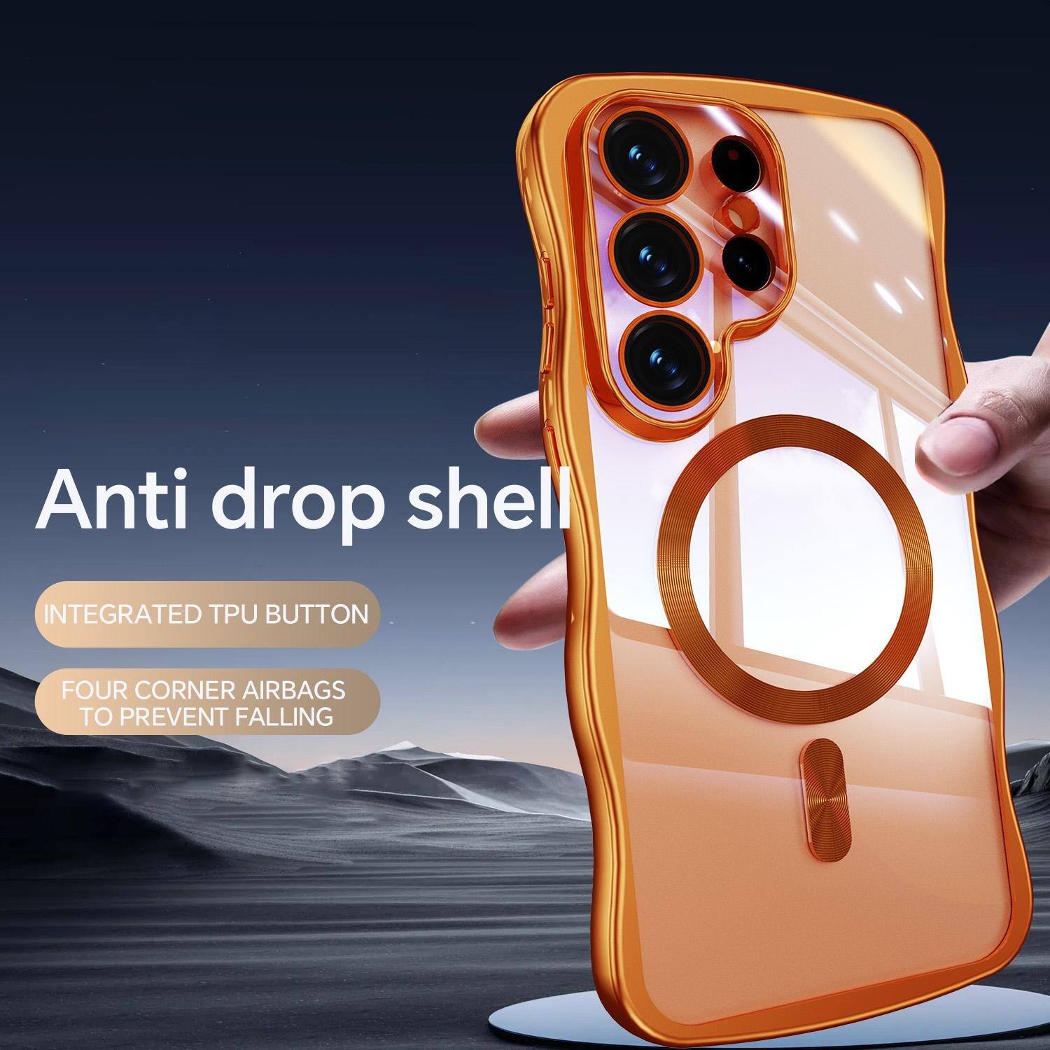 Anti drop shell

INTEGRATED TPU BUTTON

FOUR CORNER AIRBAGS TO PREVENT FALLING
