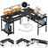 Front. Aheaplus - Reversible Corner Desk with Power Outlets & USB Ports, Storage Shelves for Gaming & Home Office, Easy Assembly - Black.