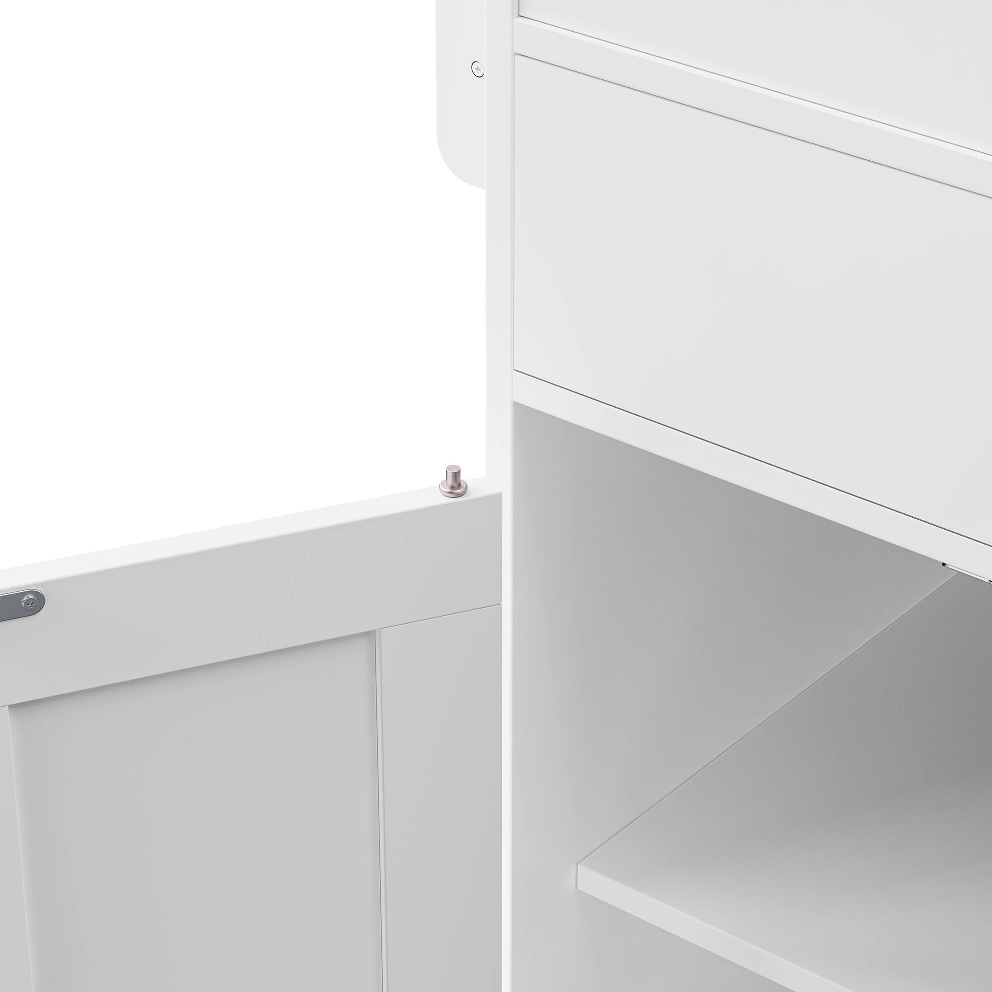 Alt View 6. PexFix - 74.5" Kitchen Island with Extendable Dining Table - Rolling Cart with 4-Door Cabinet, 2 Drawers & Spice Rack - White.