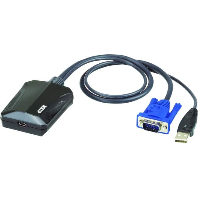 Aten Technology - ATEN USB/VGA Video/Data Transfer Cable-TAA Compliant - USB/VGA Video/Data Transfer Cable for Notebook, Server, KVM - Black