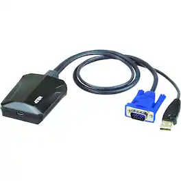 Aten Technology - ATEN USB/VGA Video/Data Transfer Cable-TAA Compliant - USB/VGA Video/Data Transfer Cable for Notebook, Server, KVM - Black