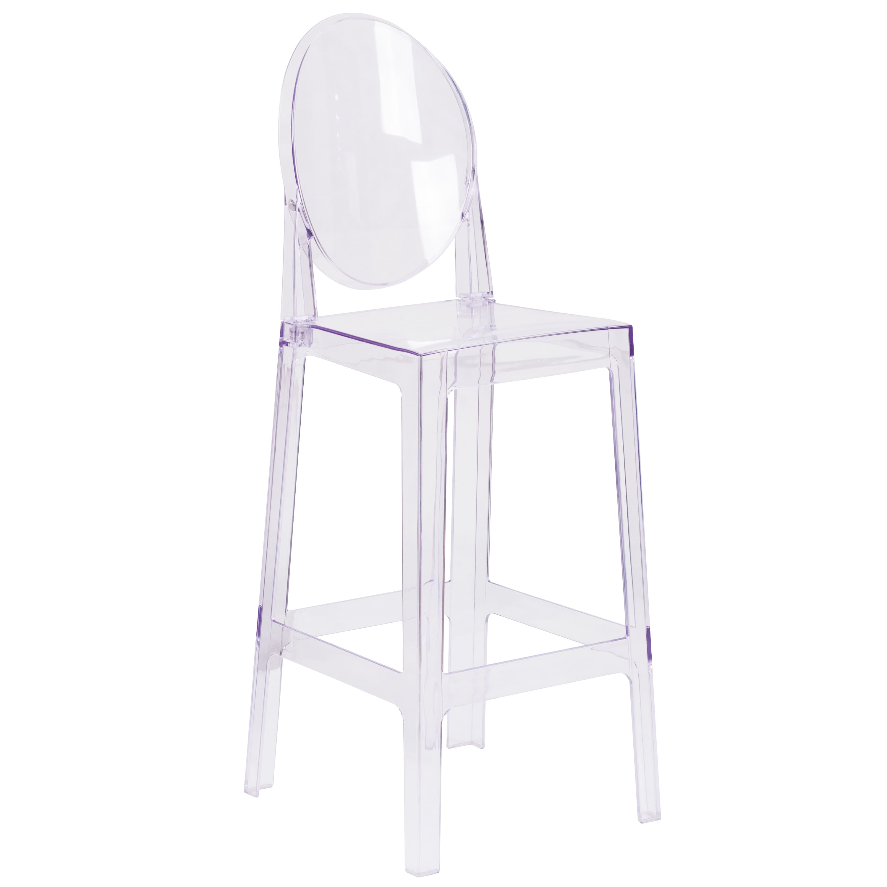 Flash Furniture - Revna Ghost Barstool with Oval Back in Revna Transparent Crystal - Clear