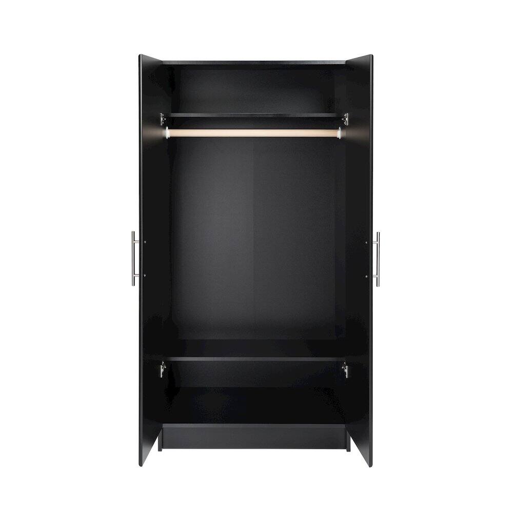 Angle. Prepac - Elite 32" Wardrobe Cabinet, Black - Black.