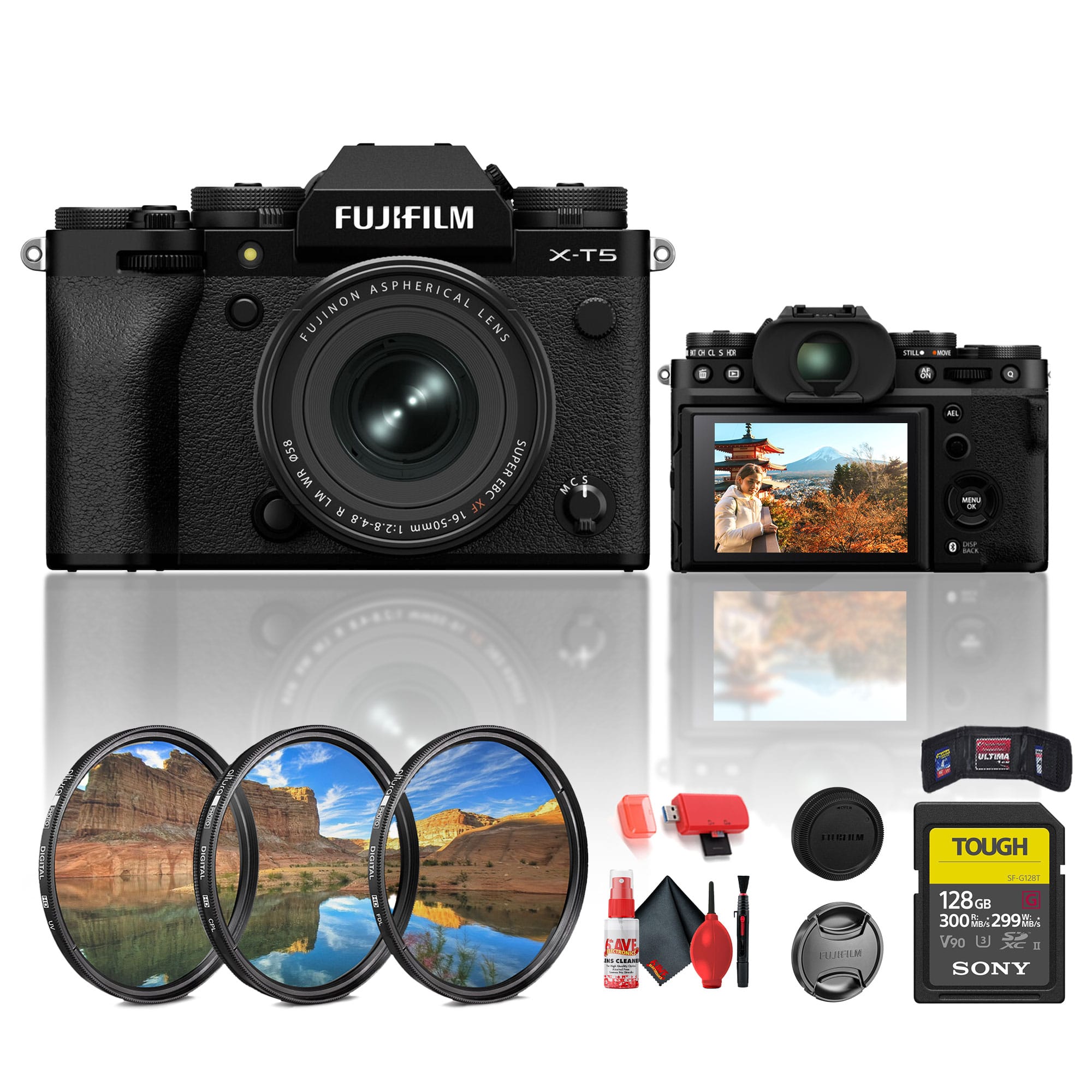 Fujifilm - X-T5 Mirrorless Camera with XF 16-50mm f/2.8-4.8 Lens (Black) Bundle