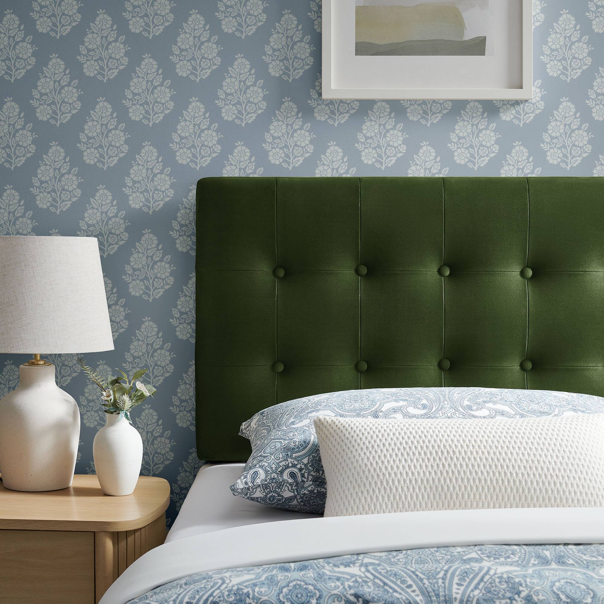 Alt View 1. Modway - Emily Stain-Resistant Performance Velvet Twin Size Headboard - Moss Green.