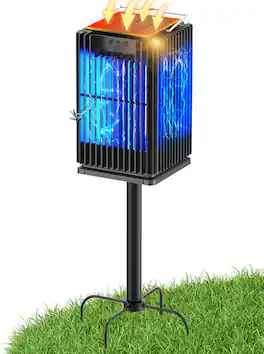 Solar & USB Powered Bug Zapper, Mosquito Zapper with 2100 sq ft of Coverage & 4500V Killing Grid