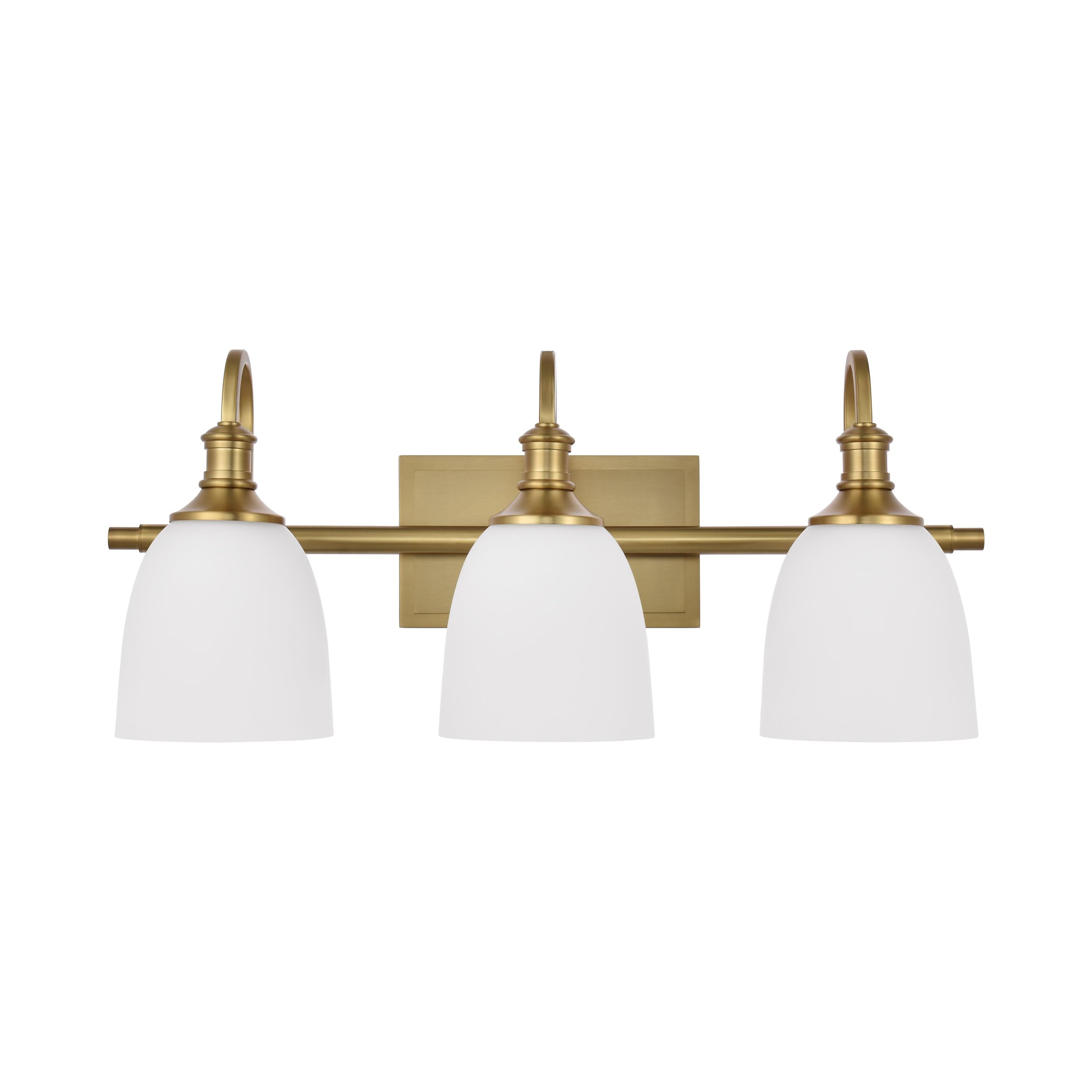 Left. Earthley Blooms - Bathroom Vanity Light Fixtures Vintage Aged Brass Lights Wall Sconce Lighting With Opal Glass Shade Porch M - Brushed Nickel 3-Light.