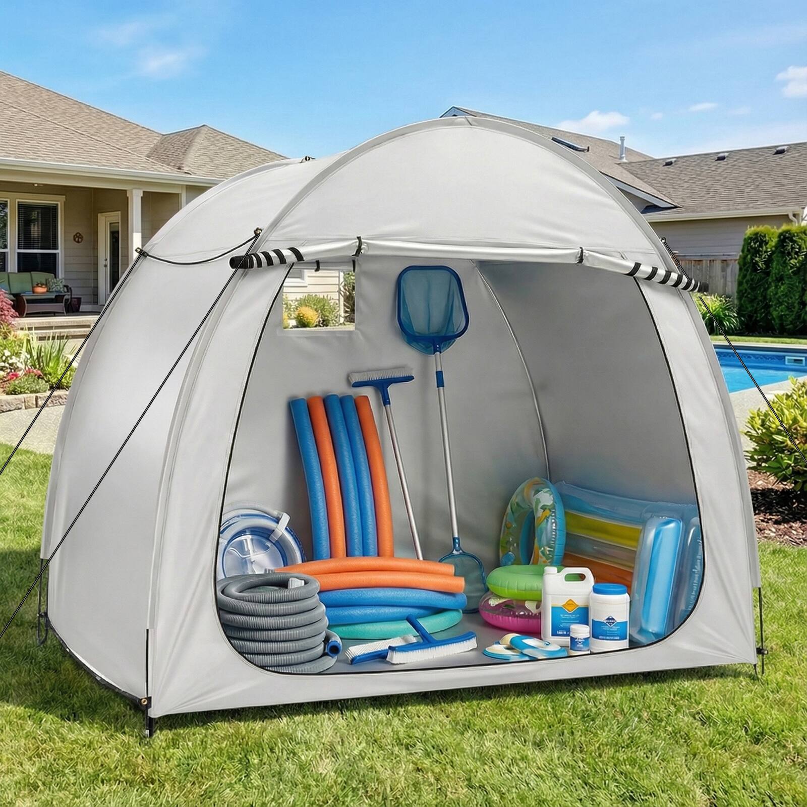 Alt View 4. Winado - Bike Tent, Outdoor Portable Bicycle Storage Sheds with 210D Oxford Fabric PU4000 Waterproof Cover for 4-5 Bikes.