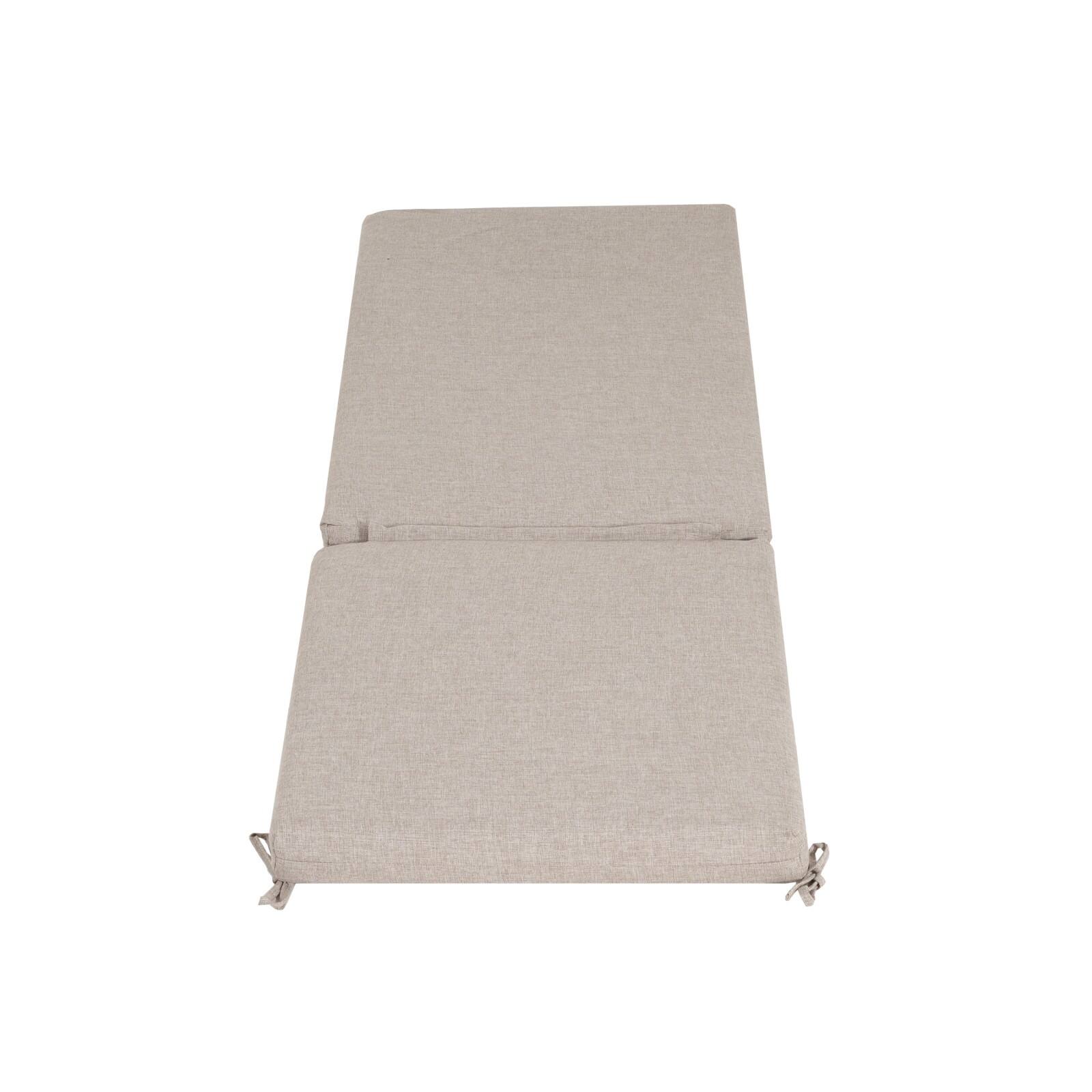 Alt View 4. Ecooso - Water-Repellent Outdoor Chaise Lounge Cushion with Ties, UV-Resistant Fabric, 3-Inch Thick Padding, and Easy-Care Design - Beige.