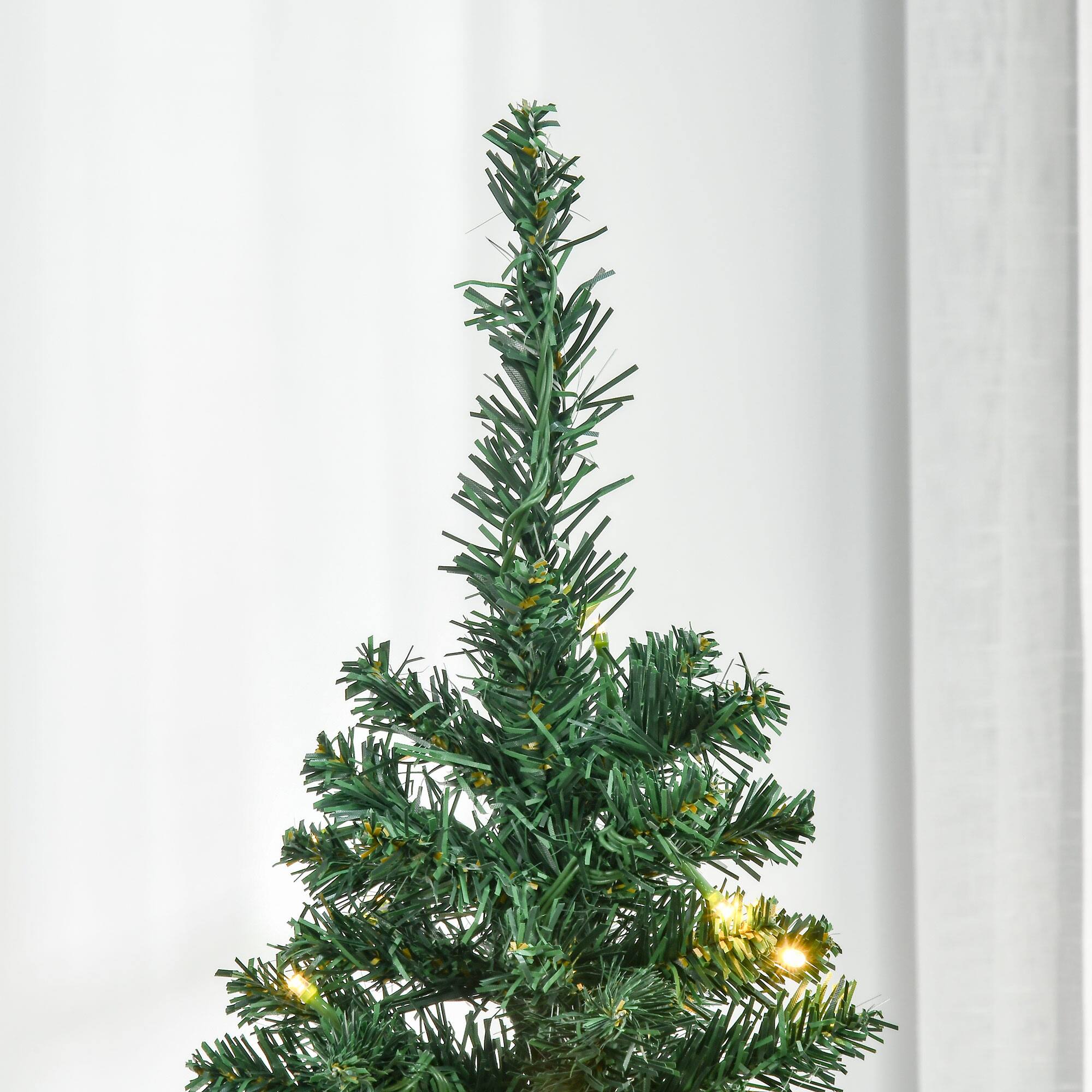 Alt View 8. Homcom - Pre-Lit Slim Noble Fir Artificial Pencil Christmas Tree, Realistic Branches, 110 Warm White LEDs - green.