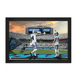 Sporticulture - Bryce Young and Tetairoa McMillan Carolina Panthers Framed Two-Player Art Print - Blue