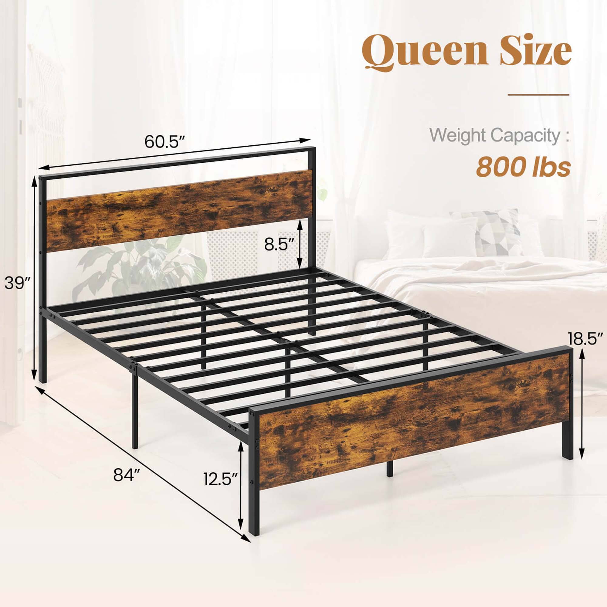 Queen Size 60.5" Weight Capacity: 800 lbs 8.5" 39" 18.5" 4 84" 12.5"