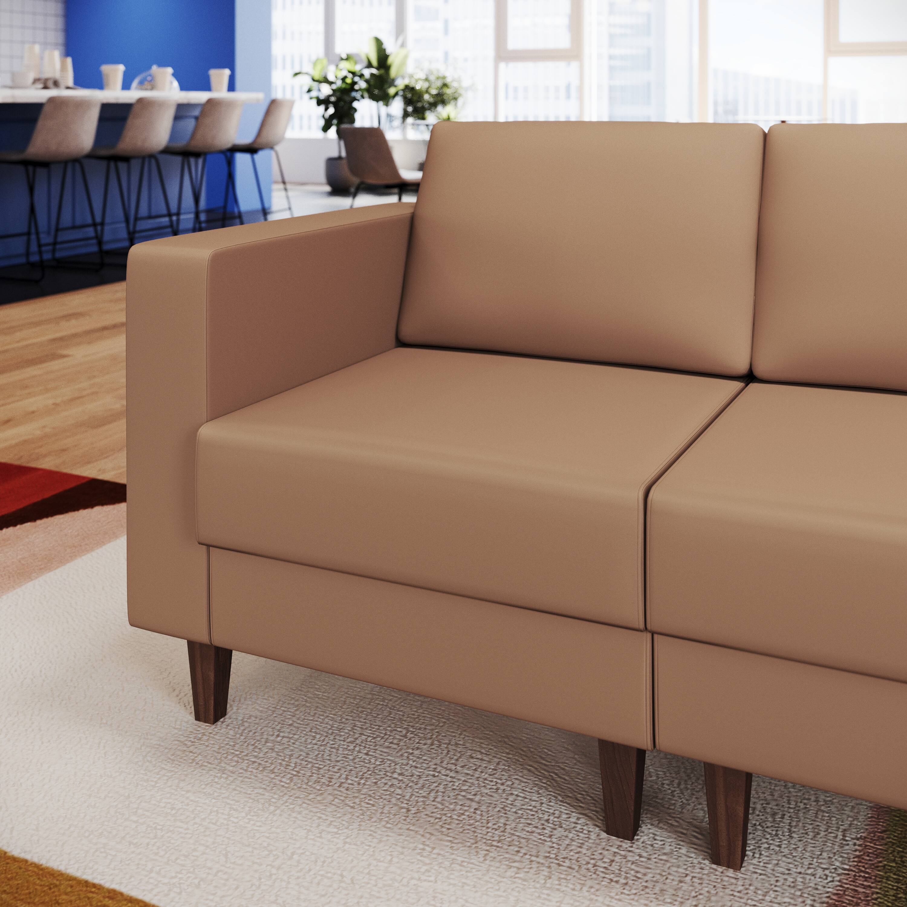 Alt View 2. Flash Furniture - HERCULES Artemis Cognac LeatherSoft Left Arm Reception Chair, 2 AC Outlets/1 USB/1 USB-C Ports and Wooden Walnut Legs wi - Brown.