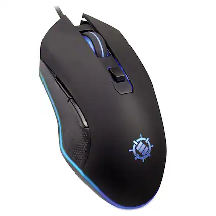 Front. ENHANCE - Infiltrate Blackout Corded Gaming Mouse, 6 Buttons - Blackout.