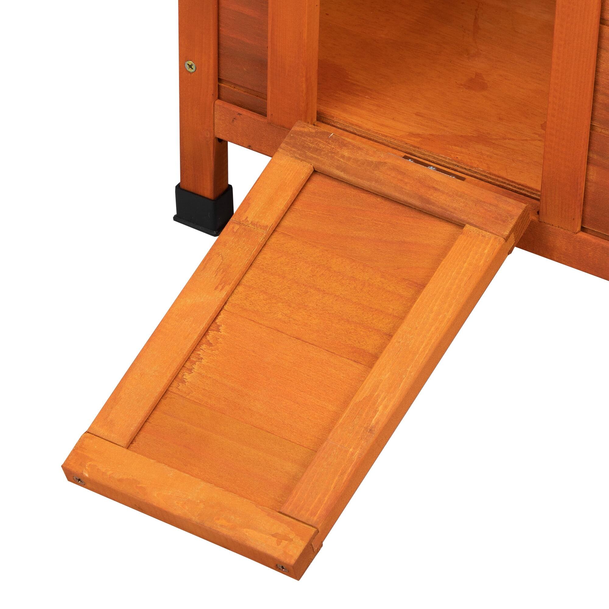 Back. Pefilos - Rabbit Hutch, Wooden Rabbit Cage, Pet House Bunny Shelter with Ramp and Opening Roof.