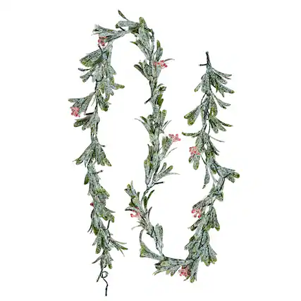 Front. VEVOR - Christmas Garland, 6.6-FT Realistic Greenery Decorated with Vines, Olive Leaves, and Berries, Evergreen Faux Garlands - green.