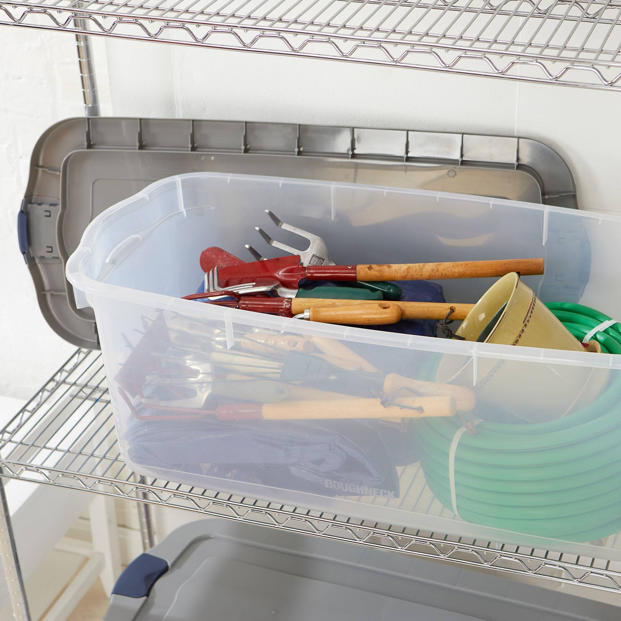 Alt View 7. RubberMaid - Rubbermaid 4 Pack Roughneck Clear Storage Containers, Stackable Totes, 95 Quart - Clear.