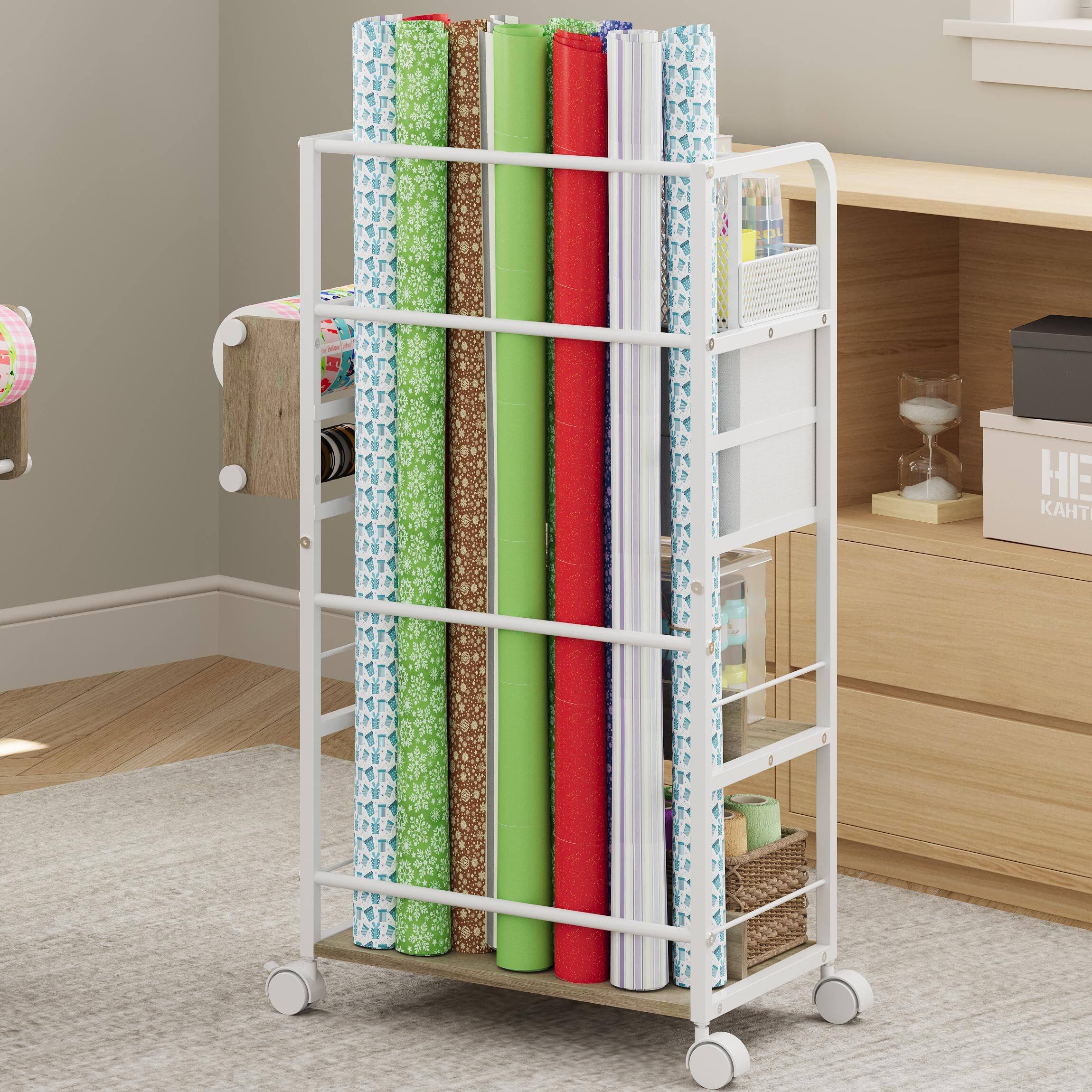 Alt View 8. Paradigms Interiors - Rolling Craft Storage Cart With 2 Fabric Drawers & Lockable Wheels Diy Organizer For Wrapping Paper Paints ... - Default.