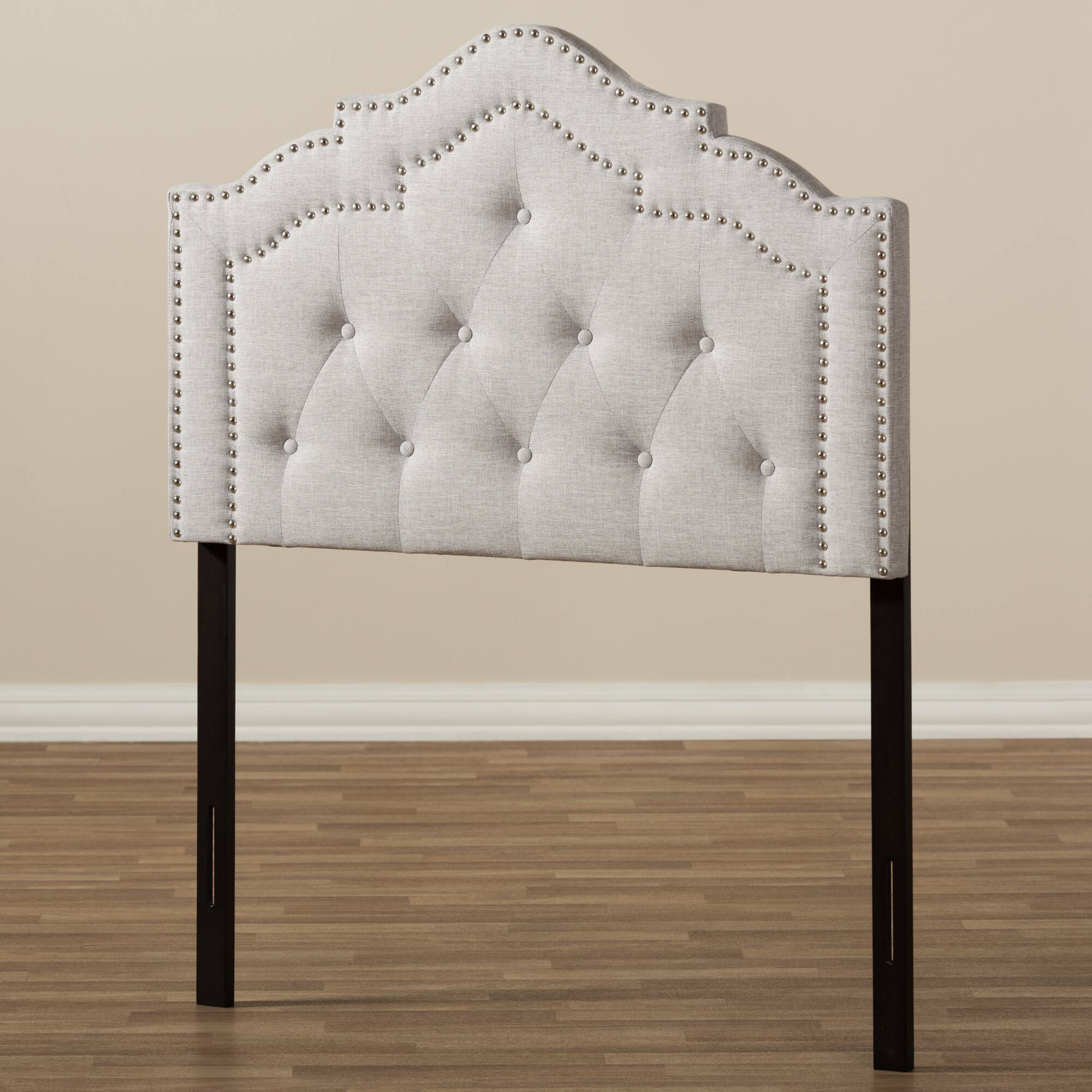 Alt View 1. Baxton Studio - Edith Modern and Contemporary Fabric Twin Size Headboard - Greyish Beige.