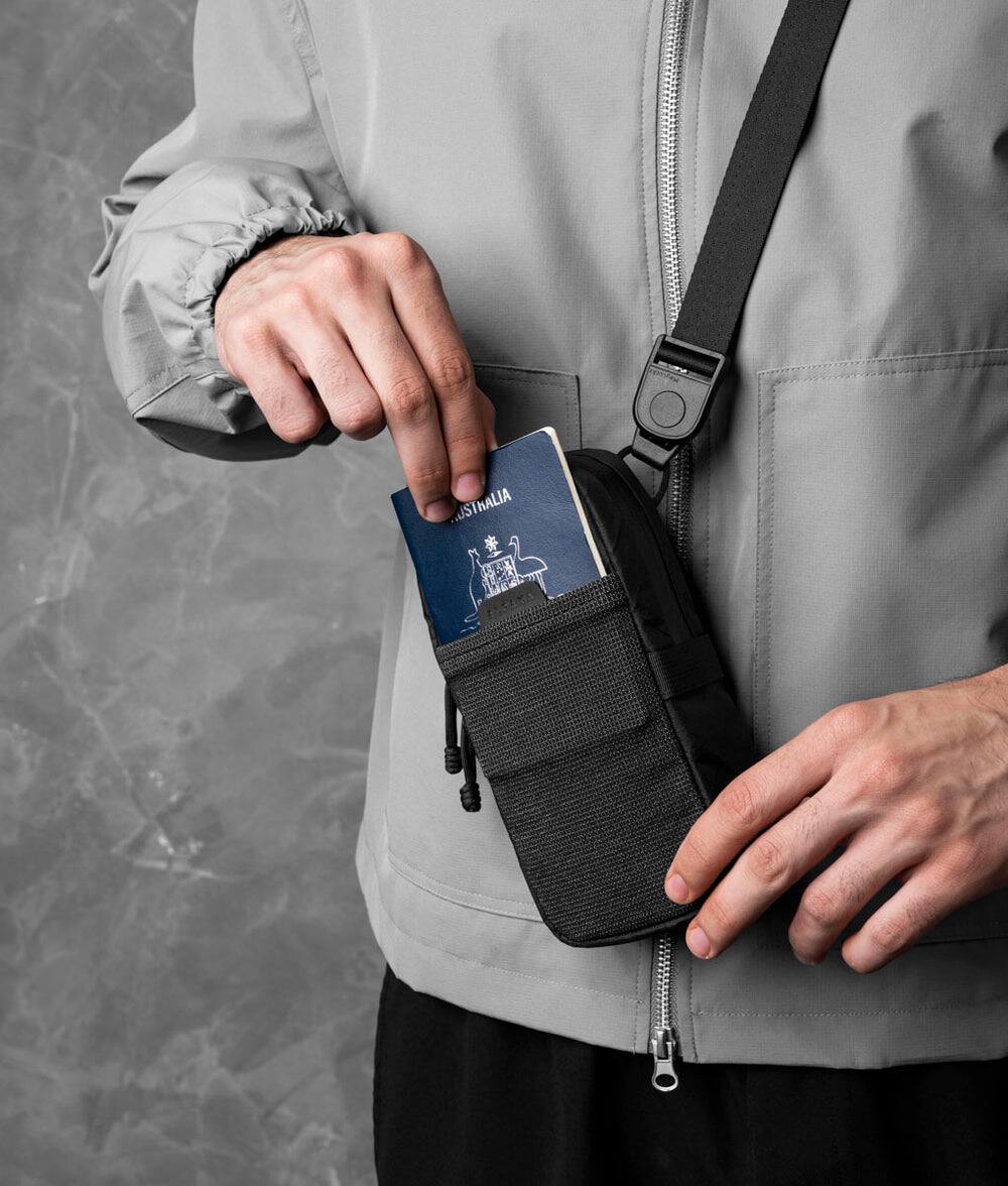 Alt View 1. ALPAKA - Crossbody Phone Bag & EDC Organizer - Modular Shoulder Pocket Max for Travel, Weather-Resistant - Black Ultradyne 100D.