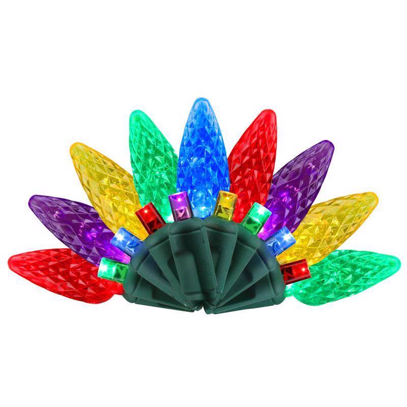 Celebrations - Platinum LED C6 50 ct String Christmas Lights 25 ft - Multicolored