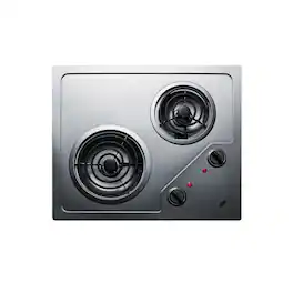 SUMMIT - 21" Wide 230V 2-Burner Coil Cooktop - Silver