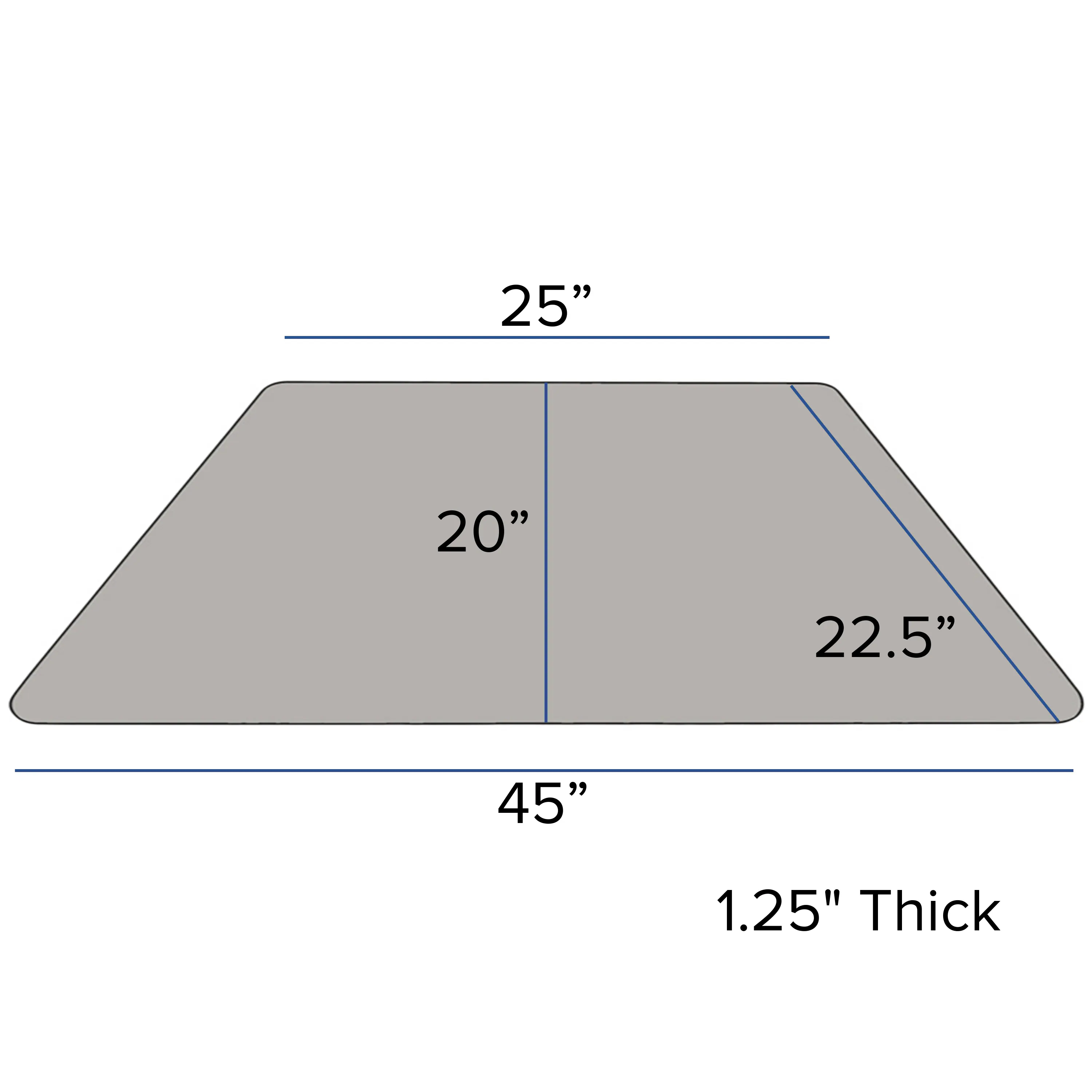 25" 20" 22.5" 45" 1.25" Thick