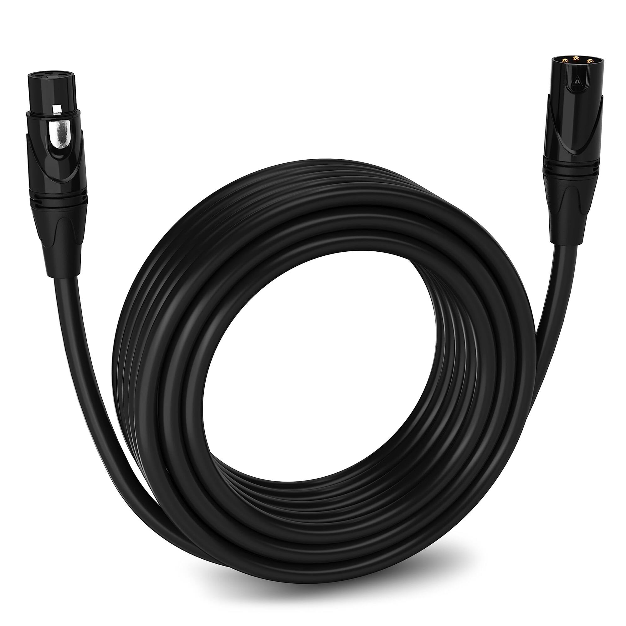 Front. Lyxpro - Quad Series 50 ft XLR Cable, Male to Female 4-Conductor Balanced Microphone Cable - Black.