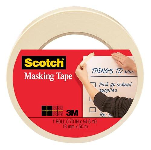 3M - Scotch Masking Tape, 0.70 in x 54.6 yd, Applies Easily, Great for Labeling, Mounting and Bundling, Strong Adhesive, Grea