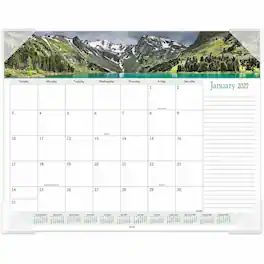 AT-A-GLANCE - Panoramic Landscape Desk Pad, January 2027 - December 2027, White Poly/Paper, 21 3/4" x 17" Desk Calendar