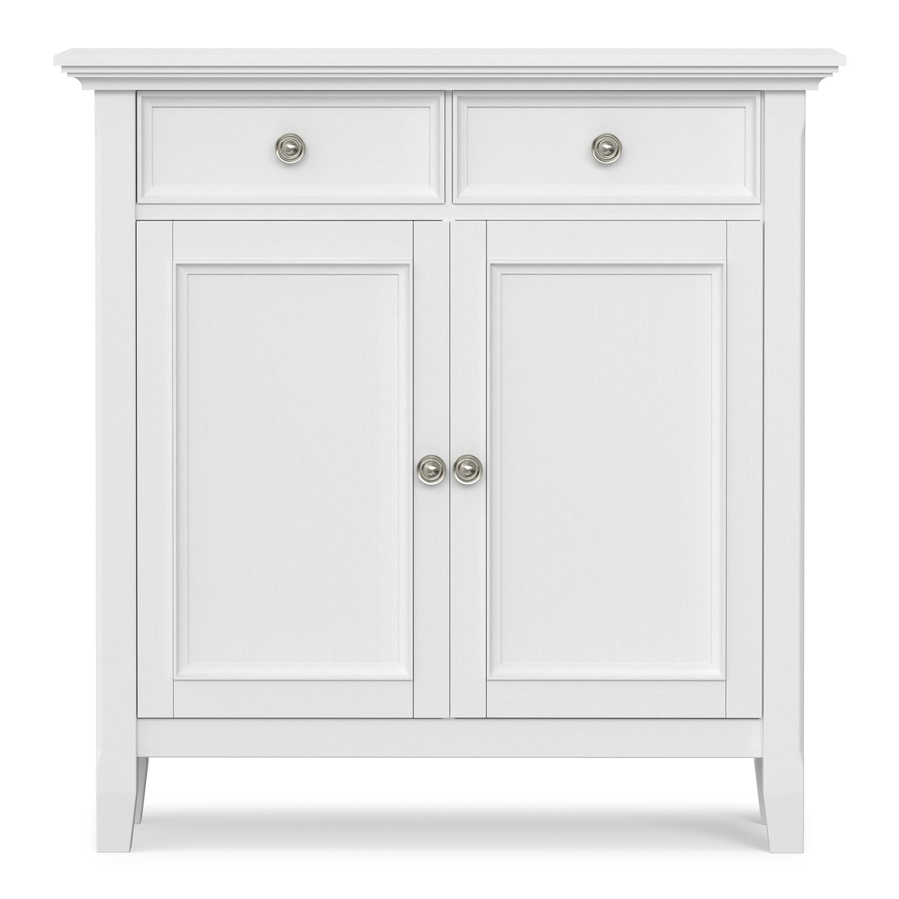 Left. Simpli Home - Amherst 36 inch Wide Solid Wood Transitional Storage Cabinet in White - White.