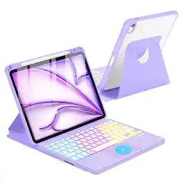 Pacoar Cade - Touchpad Case For Ipad Air 11 Inch M3 2025/m2 2024 7th/6th Generation 360 Rotation Cover With Wireless Backlit - Purple-For iPad Air 11 inch M3 M2/Air 5th 4th Gen