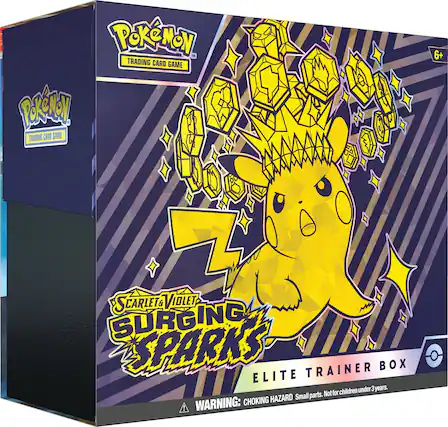 Pokémon Trading Card Game RC Trading Card Game 6+ F Scarlet & Violet Surging Sparks Elite Trainer Box. Children under 3 years. Parts. Not for HAZARD Small WARNING: CHOKING