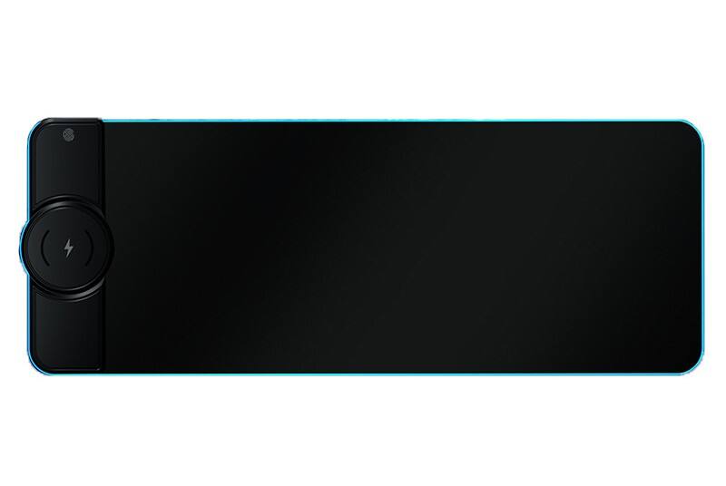 Front. Cluzine - 15W RGB Wireless Charging Mouse Pad Large LED Gaming Desk Mat 800x300mm - Black.