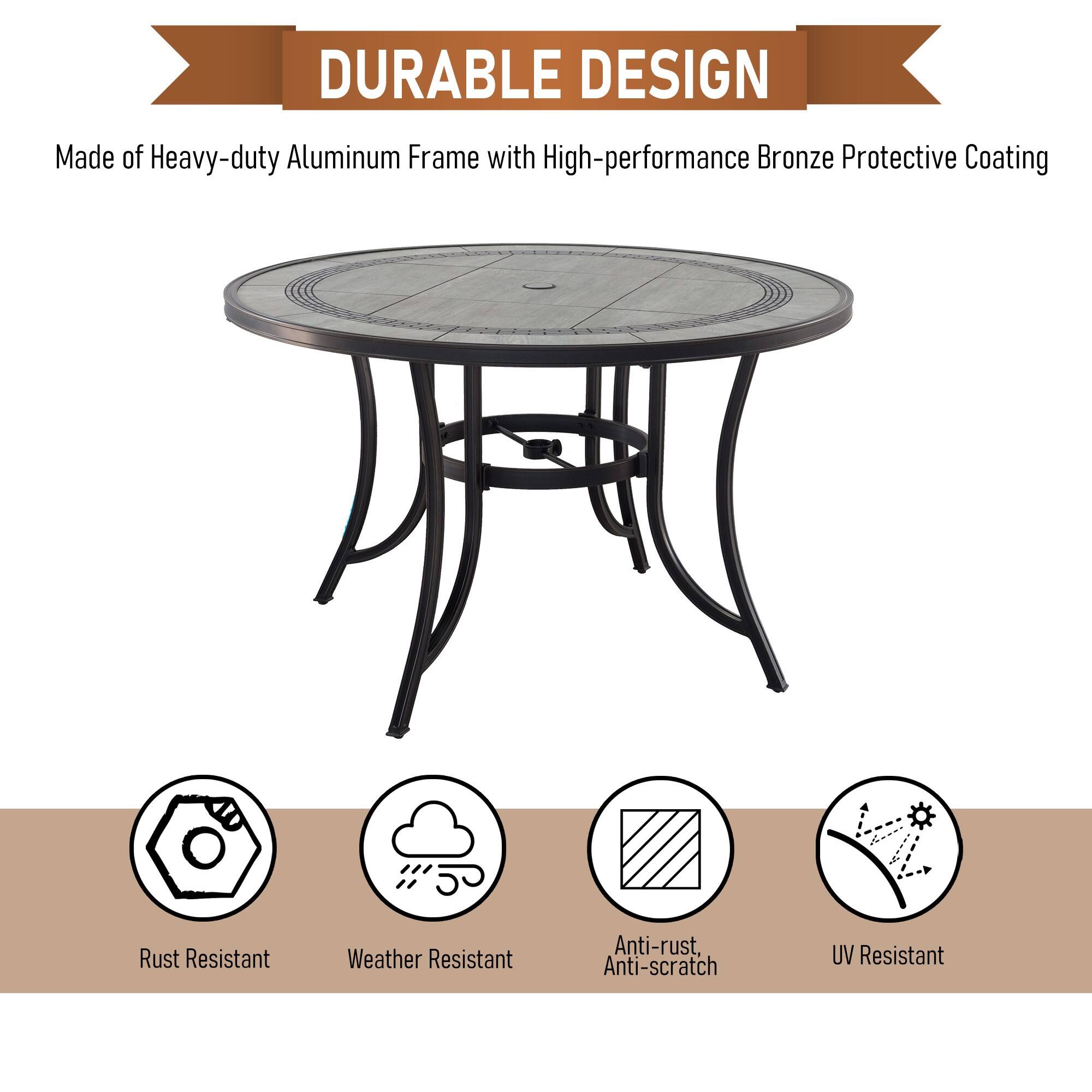 DURABLE DESIGN  
Made of Heavy-duty Aluminum Frame with High-performance Bronze Protective Coating  

- Rust Resistant  
- Weather Resistant  
- Anti-rust, Anti-scratch  
- UV Resistant