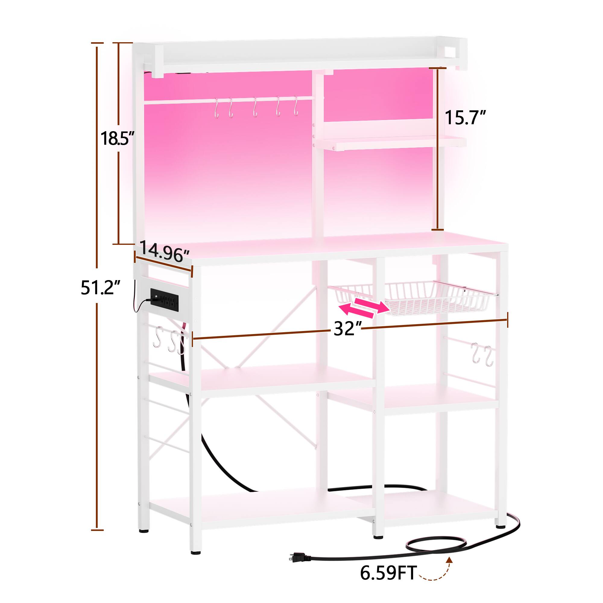 18.5"  
15.7"  
14.96"  
51.2"  
32"  
6.59FT